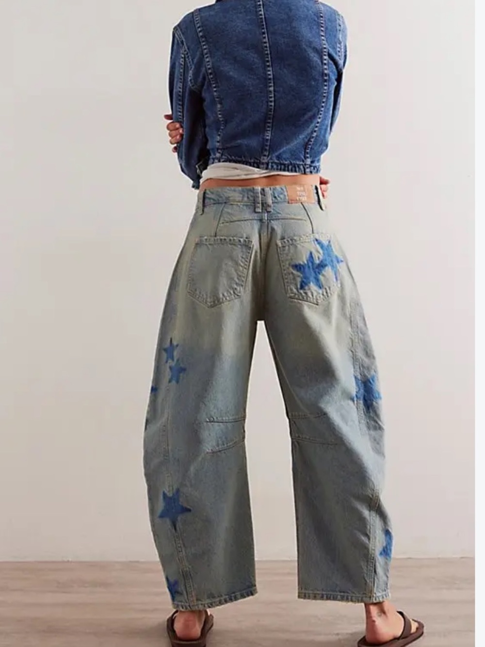 Free People We The Free Good Luck Star Barrel Jeans 29 - Picture 3 of 6